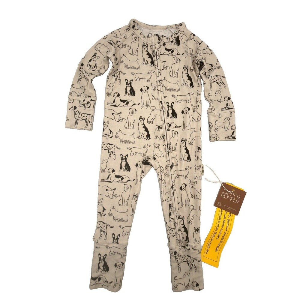 Ellie Sue "Good Dog" Zipper Romper 0-3M Bamboo Baby Sleeper Dog Print NWT